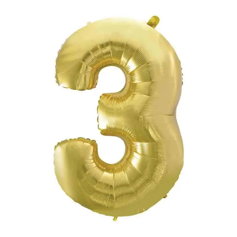 Palloncino foil numero 3 champagne 101 cm 6579640-01