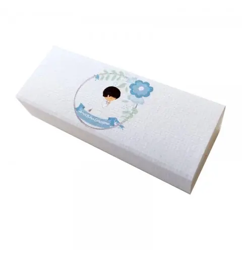 Scatolina in cartoncino fiammifero battesimo prima comunione bimbo celeste 9 x 3,5 x 2 cm portaconfetti