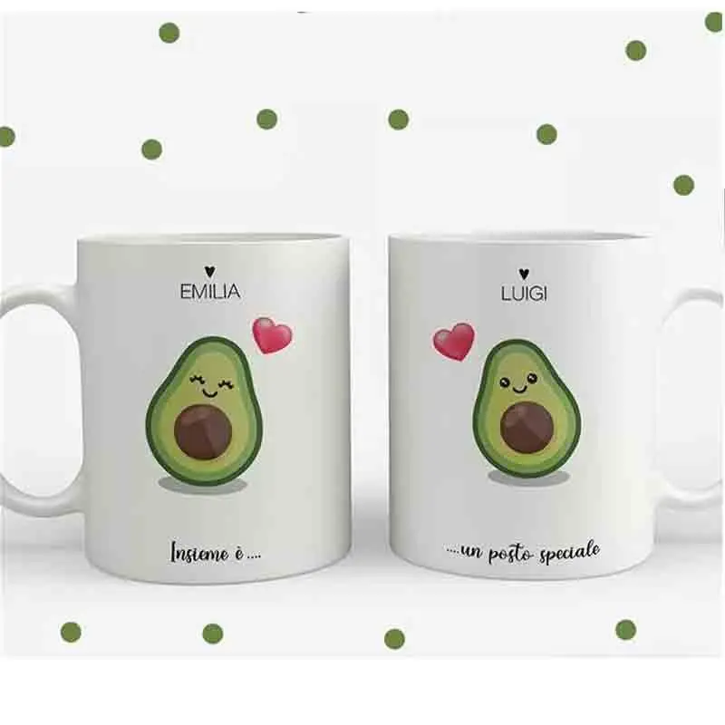 2 Tazze Personalizzate coppia avocado