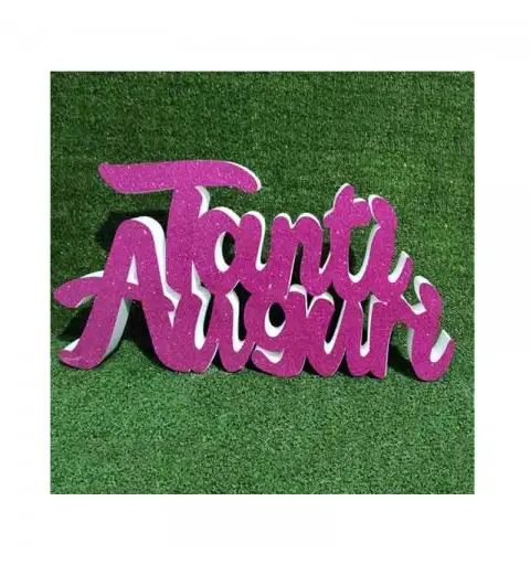 scritta in polistirolo tanti auguri glitter fucsia