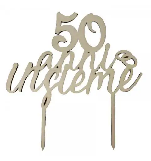 Cake Topper in legno 50 anni insieme