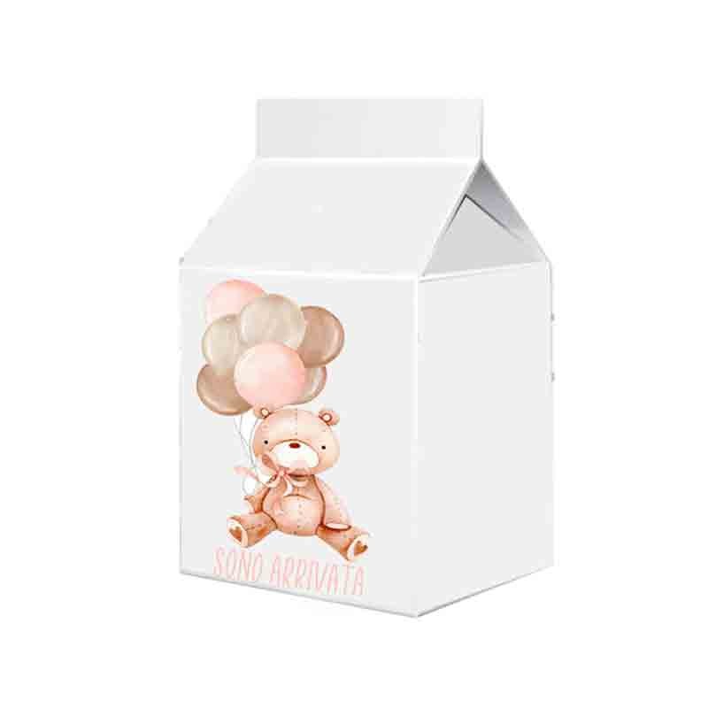 Scatolina in cartoncino milk sono arrivata orsetto rosa 5,5 cm  x 6 m