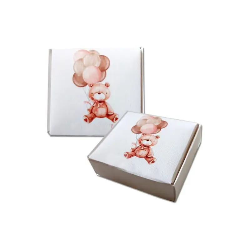 Scatoline Mattonella Battesimo Orsetta con Palloncini Rosa - 20pz