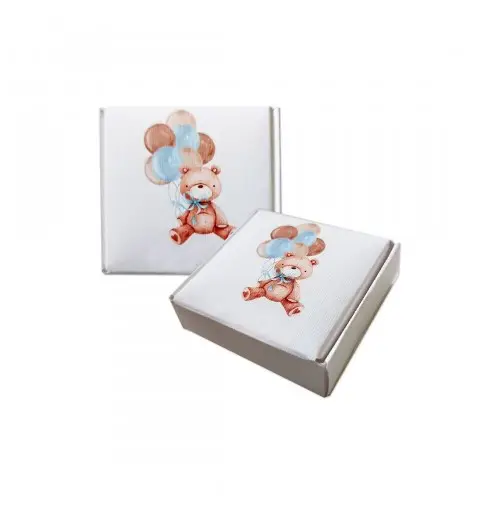 Scatolina Mattonella Battesimo Orsetto con Palloncini - 50pz