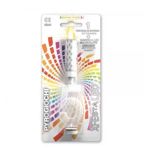Fontana pirotecnica con numero 5 cinque a led multicolore 20 cm