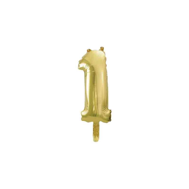 palloncino foil numero 1 oro Mini 14- 35 cm con valvola 6579725-01
