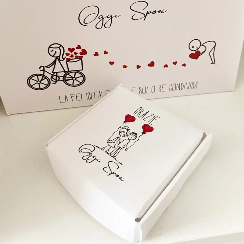 Scatolina in cartoncino mattonella quadrata oggi sposi cuore 6,5 x 6,5 x2h cm