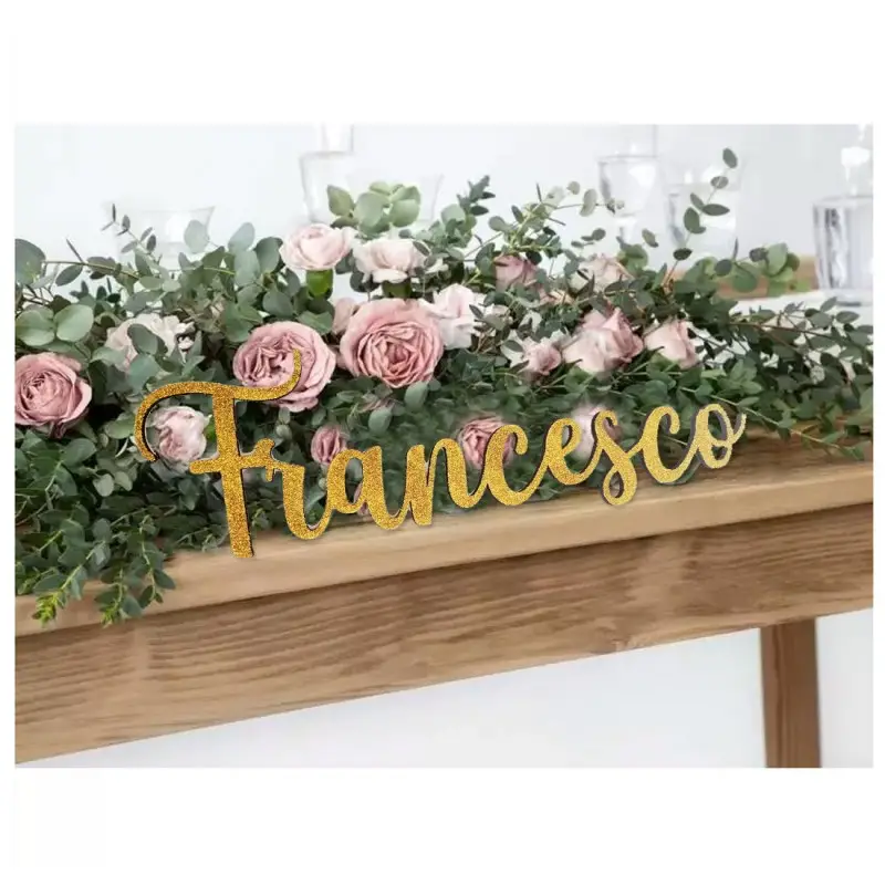 Scritta in legno glitterata personalizzata 40 cm x 15/20 cm h