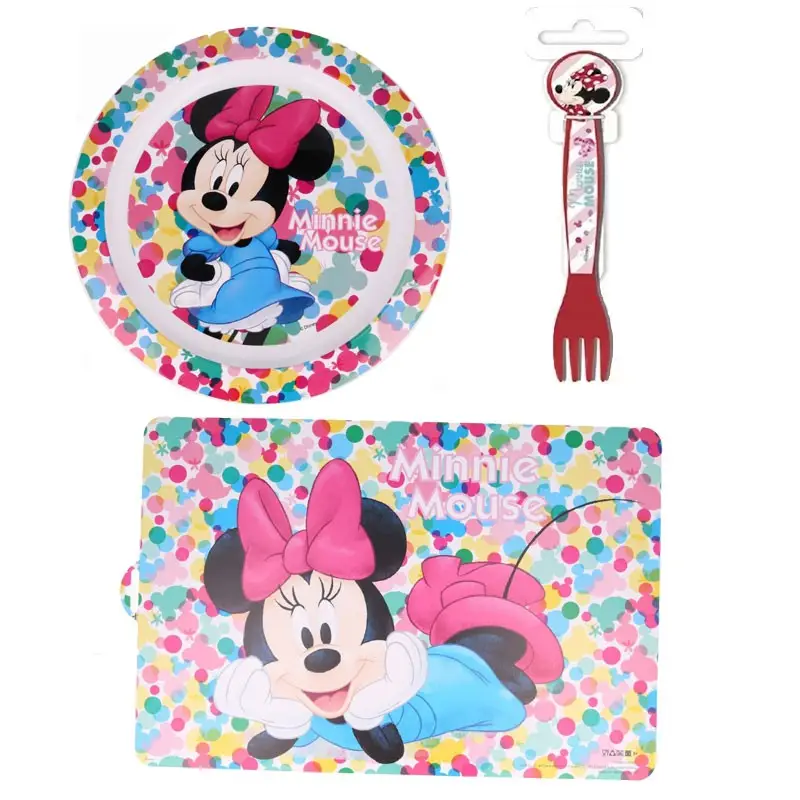 SET 3 PEZZI MINNIE PIATTO POSATE TOVAGLIETTA