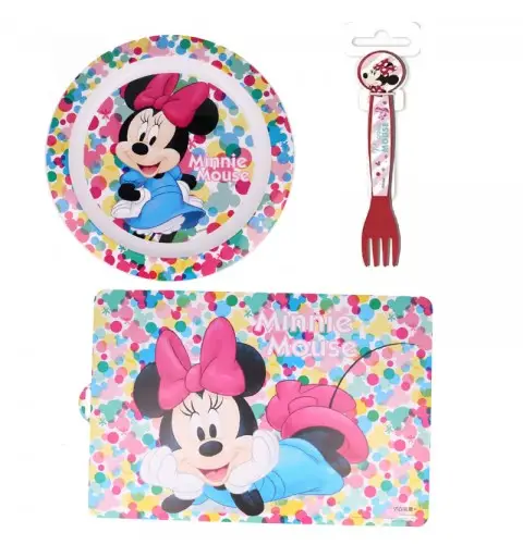 SET 3 PEZZI MINNIE PIATTO POSATE TOVAGLIETTA