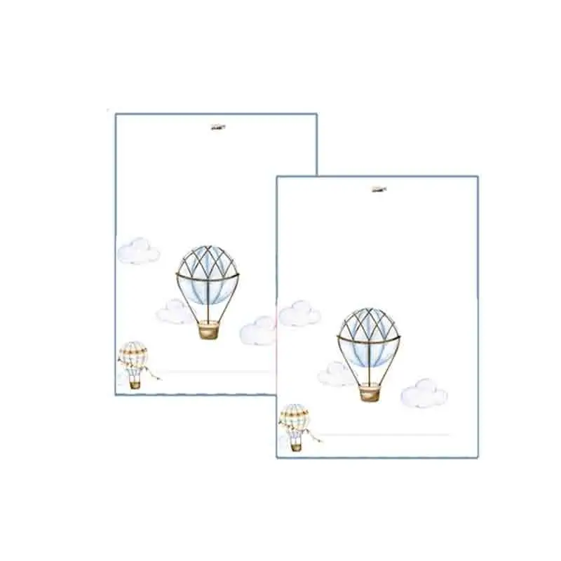 TARGHETTA SEGNAPOSTO BATTESIMO MONGOLFIERA CELESTE - 1 PZ
