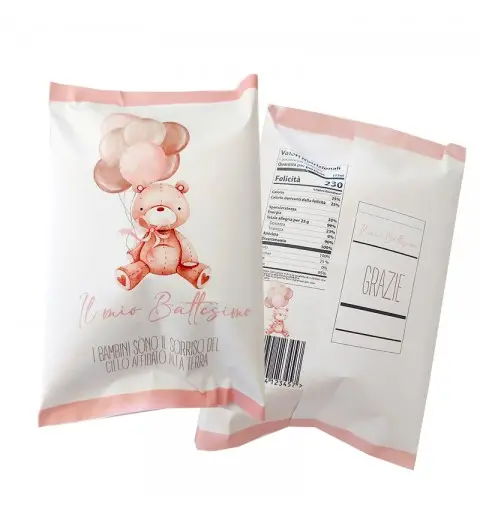 patatine orsetta rosa con palloncini - 10 Buste