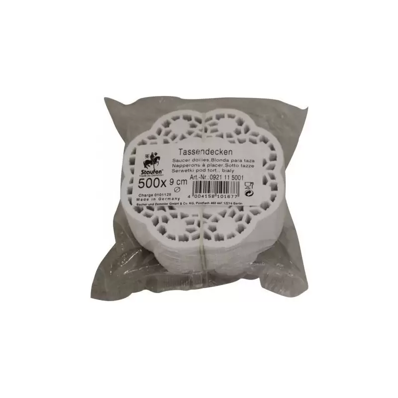 500 CENTRINI SOTTO TAZZA IN CARTA BIANCA EFFETTO PIZZO 10 CM 5001