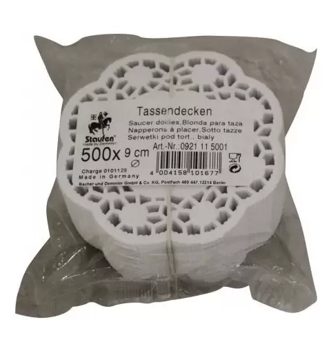 500 CENTRINI SOTTO TAZZA IN CARTA BIANCA EFFETTO PIZZO 10 CM 5001