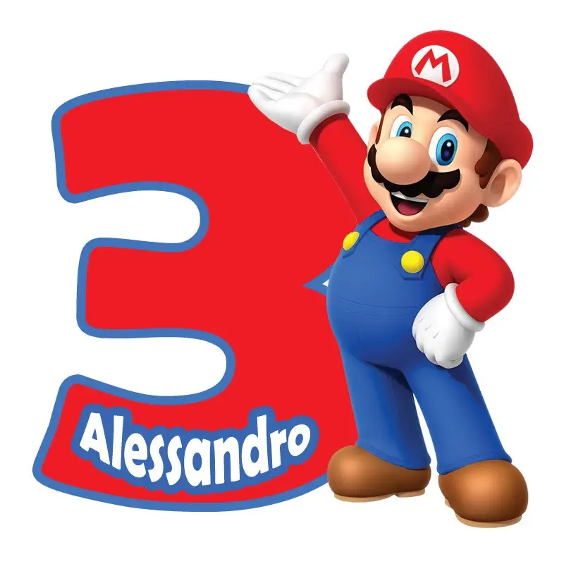 Sagoma Mario Bros con numero in polistirolo Personalizzabile