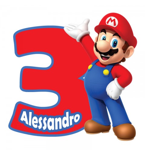 Sagoma Mario Bros con numero in polistirolo Personalizzabile