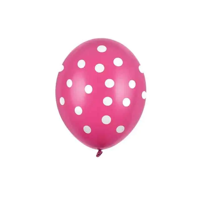 6 Palloncini 30 cm Pois fucsia stampa bianca SB14P-223-006W-6