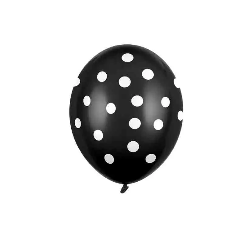 6 Palloncini 30 cm Pois Nero stampa bianca SB14P-223-010W-6