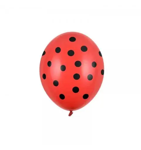 6 Palloncini 30 cm Pois rosso stampa nera SB14P-223-007JB-6