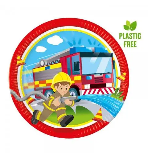 8 piatti di carta Vigili del fuoco pompiere 23 cm 94179