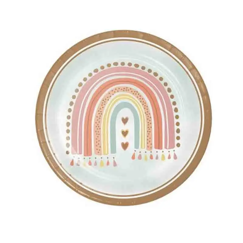 8 Piatti carta 23 cm Boho Rainbow 360517