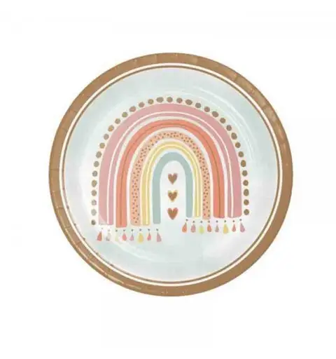 8 Piatti carta 23 cm Boho Rainbow 360517