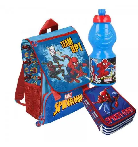 COMPLETO SCUOLA SPIDERMAN – ZAINO ASTUCCIO E BORRACCIA