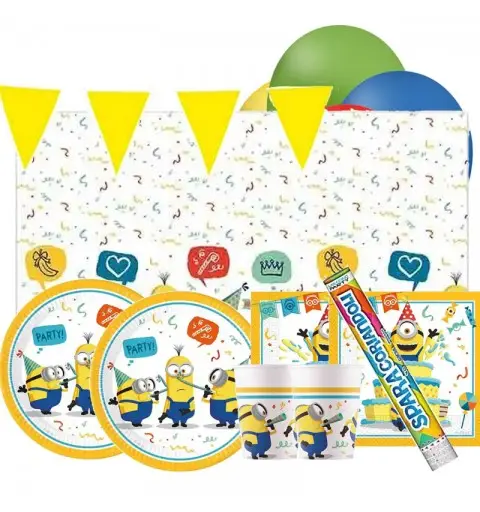 KIT 30 - CATTIVISSIMO ME MINIONS + PALLONCINI E 2 TUBI SPARACORIANDOLI