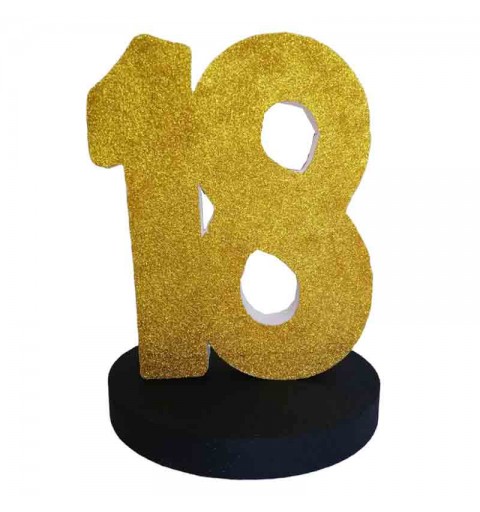Numero in polistirolo glitterato Personalizzabile con base 25 cm
