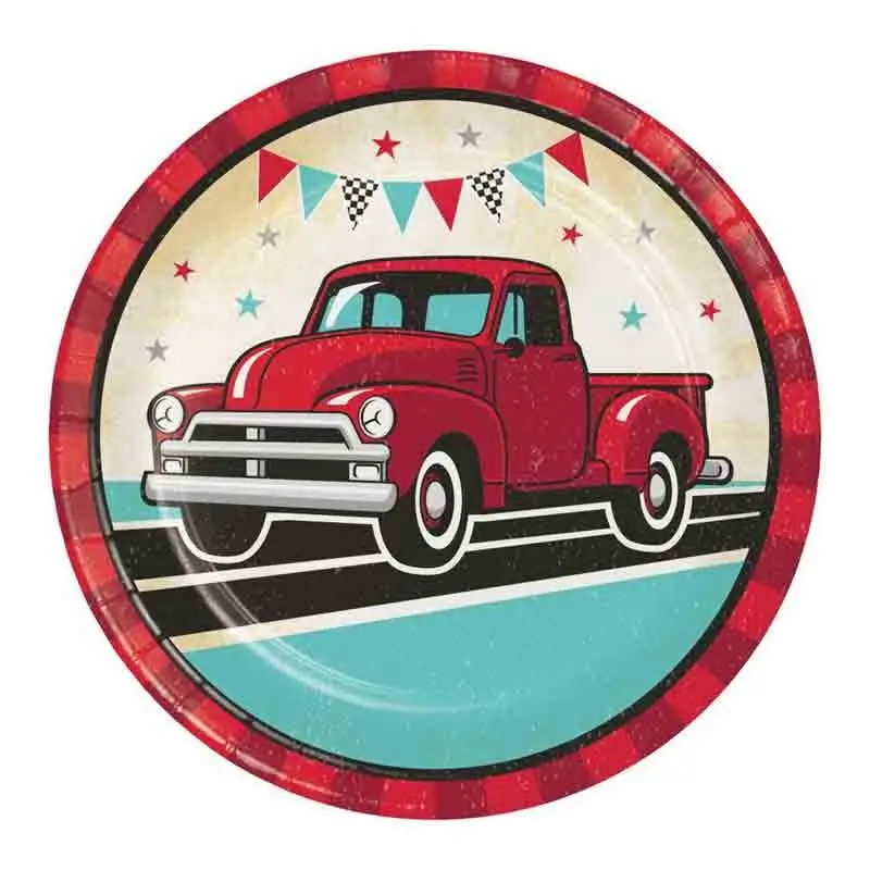 8 Piatti vintage red truck 345895