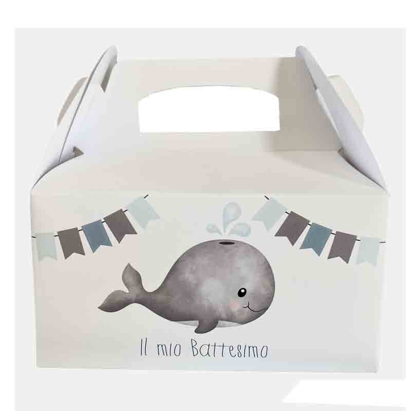 20 Box contenitore battesimo balena celeste