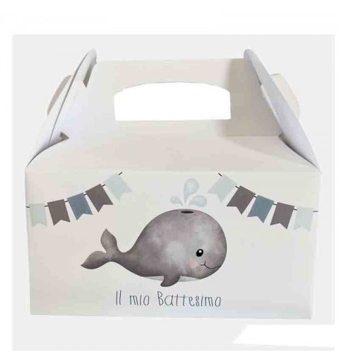 20 Box contenitore battesimo balena celeste