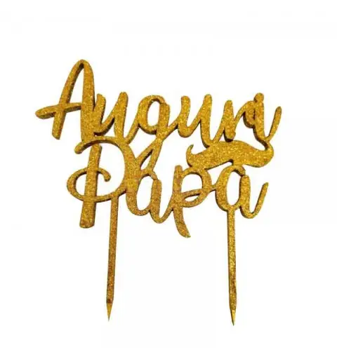 Cake Topper in Legno Auguri papà Oro 1964