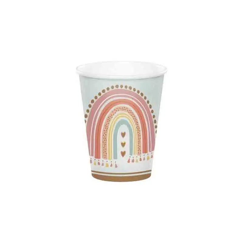 8 bicchieri Boho Rainbow carta 250 ml 360521
