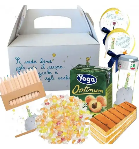 Box scatola Piccolo Principe con merendine e succhi di frutta - 6 pz