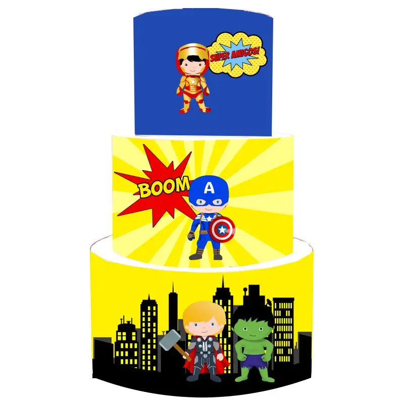 Torta Scenografica super eroi 36 cm h x 25 cm diametro