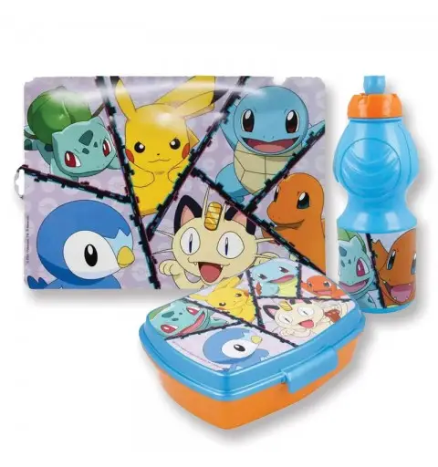 Set Portamerenda + Borraccia + tovaglietta Pokemon