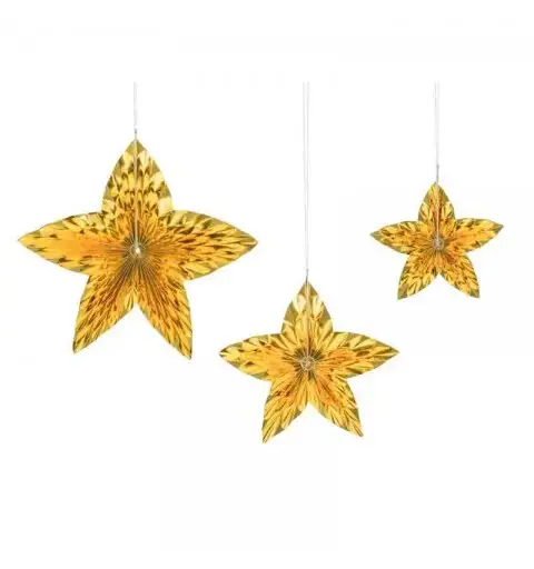 3 Rosette decorative Stelle oro24 cm 32 cm 40 cm RPK24-019