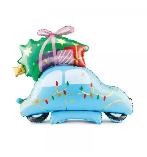 Palloncino in alluminio auto di natale Christmas Car 102x107 cm FB157