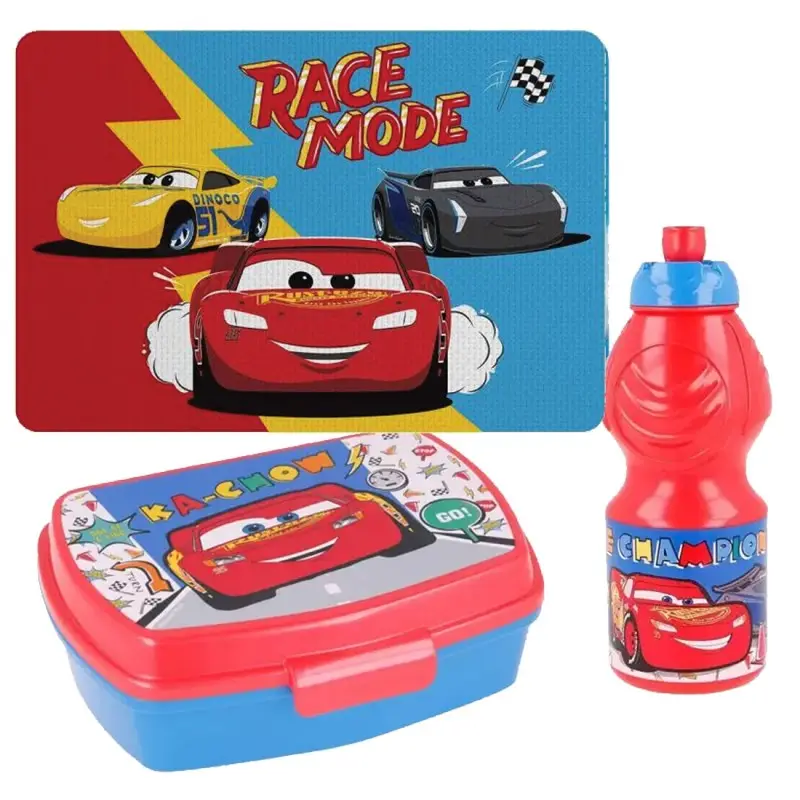 PORTA MERENDA + BORRACCIA 350 ML +TOVAGLIETTA CARS DISNEY