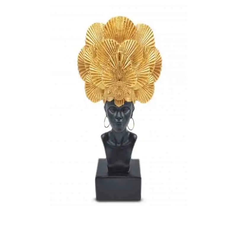 Testa in resina oro nera 35 cm A202424