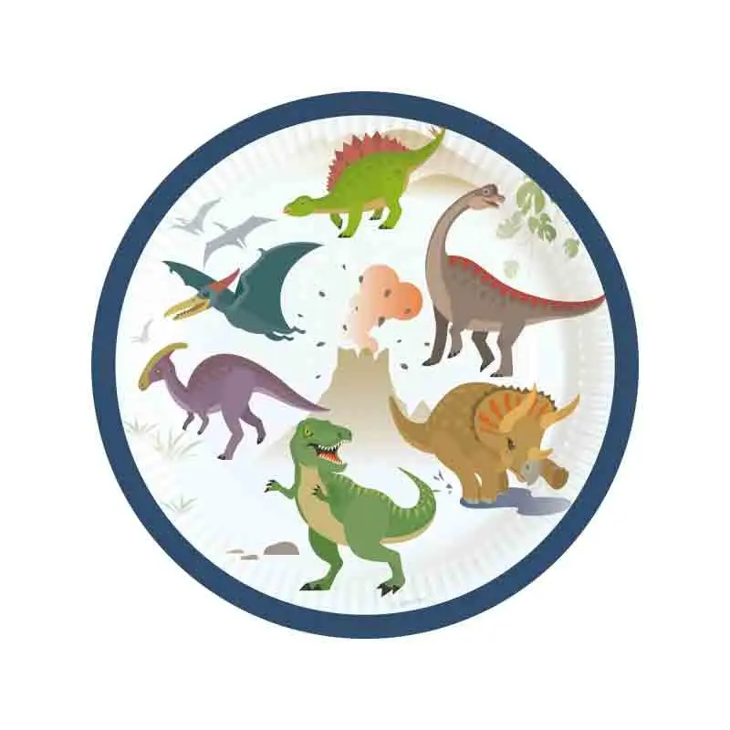 8 Piatti dessert in carta 18 cm Happy Dinosaur 9903970-66