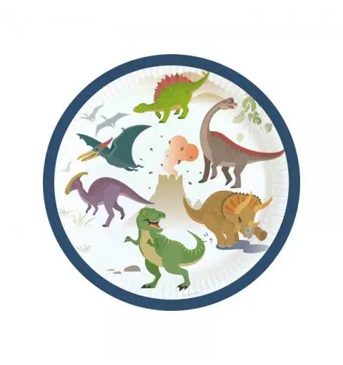 8 Piatti dessert in carta 18 cm Happy Dinosaur 9903970-66