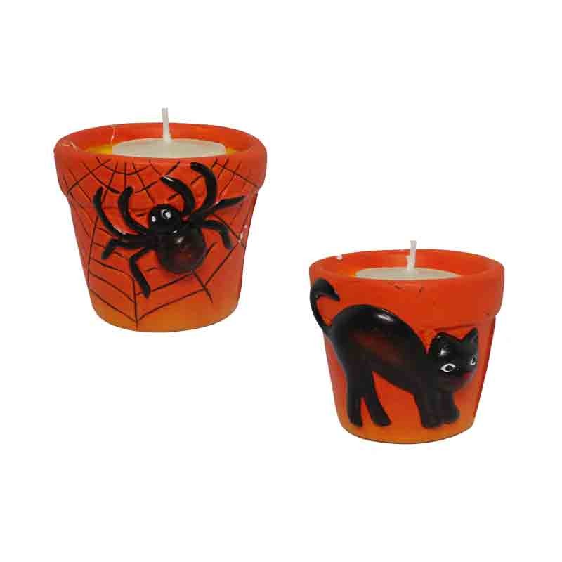 candela in vaso halloween modelli assortiti e casuali 5 cm 65323