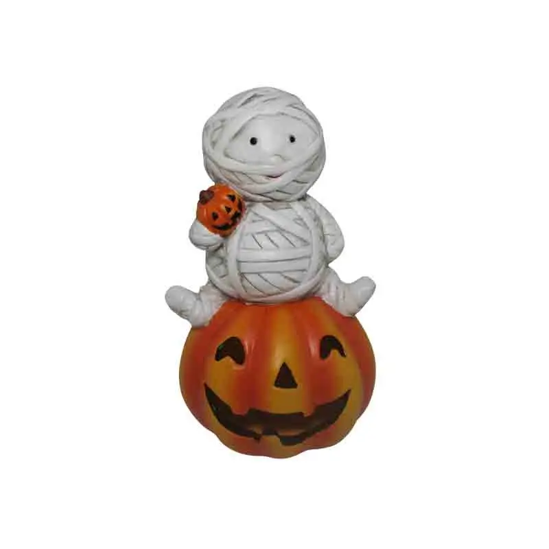 mummia e zucca in terracotta con led 10 x 12 x 20 cm 7425