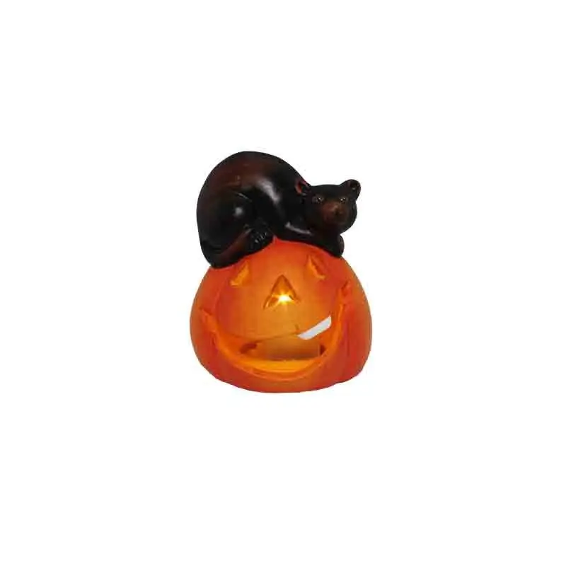 zucca led in terracotta con gatto nero  65330 7 x 8 cm