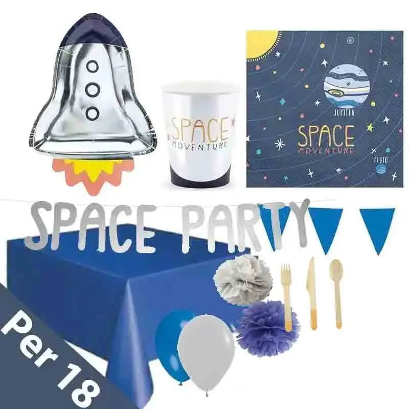 KIT N.62 SPACE PARTY - COORDINATO FESTA CON FORCHETTE E ROSONI