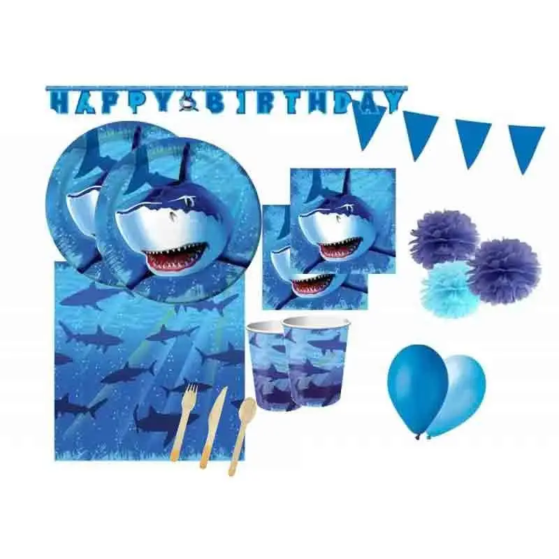 KIT N.62 SQUALI – ADDOBBI TAVOLA PER 24 BAMBINI
