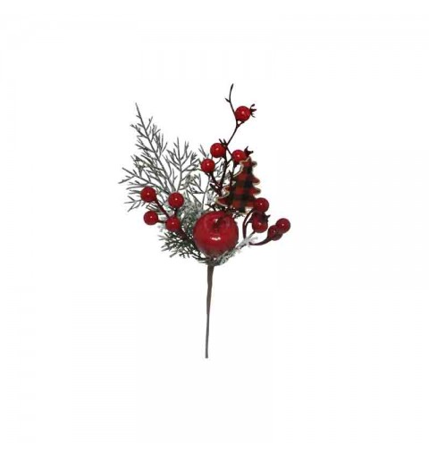 rametto pick con bacche rosse e decorazioni 22 cm 4158