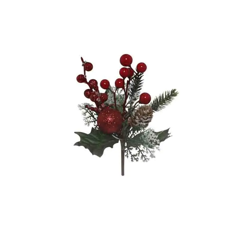 rametto pick con bacche rosse e decorazioni 22 cm 4189